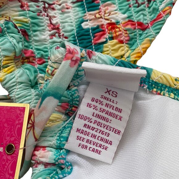 NEW Candies Women's Swim Bikini Top Swimsuit Size XS Green Floral Straps Smoked - Picture 4 of 4